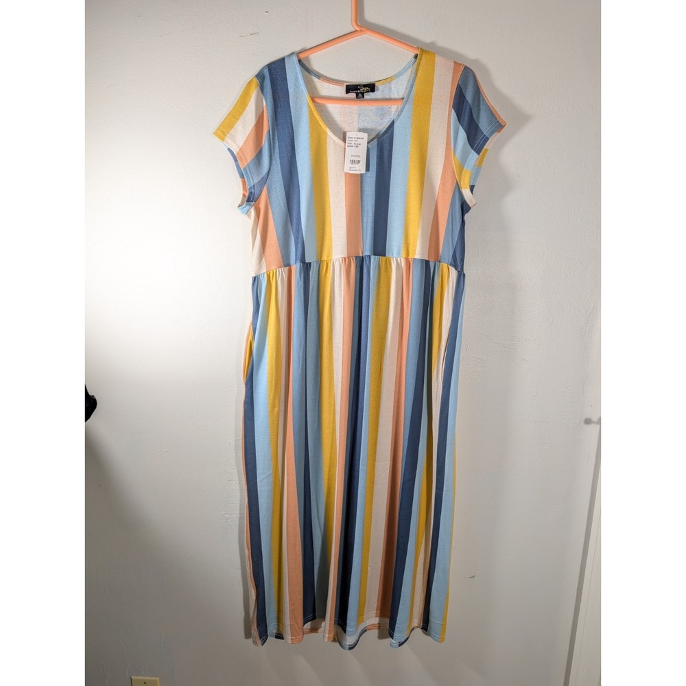 Suzanne Betro, Stripes, Pockets, Casual, Short Sleeve XL NEW